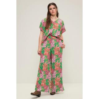 Studio Untold Pantalon Palazzo Coupe Loose Imprimé Patchwork Ourlet Fendu  