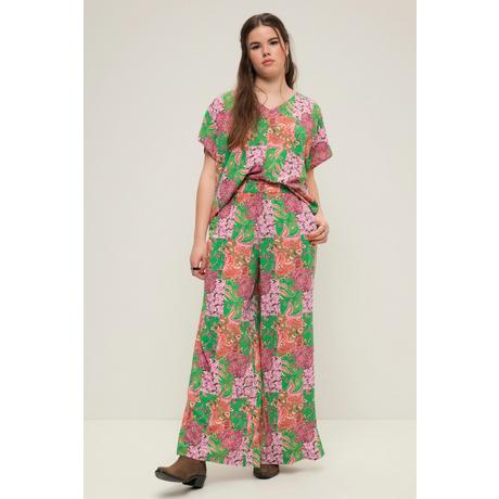 Studio Untold Pantalon Palazzo Coupe Loose Imprimé Patchwork Ourlet Fendu  