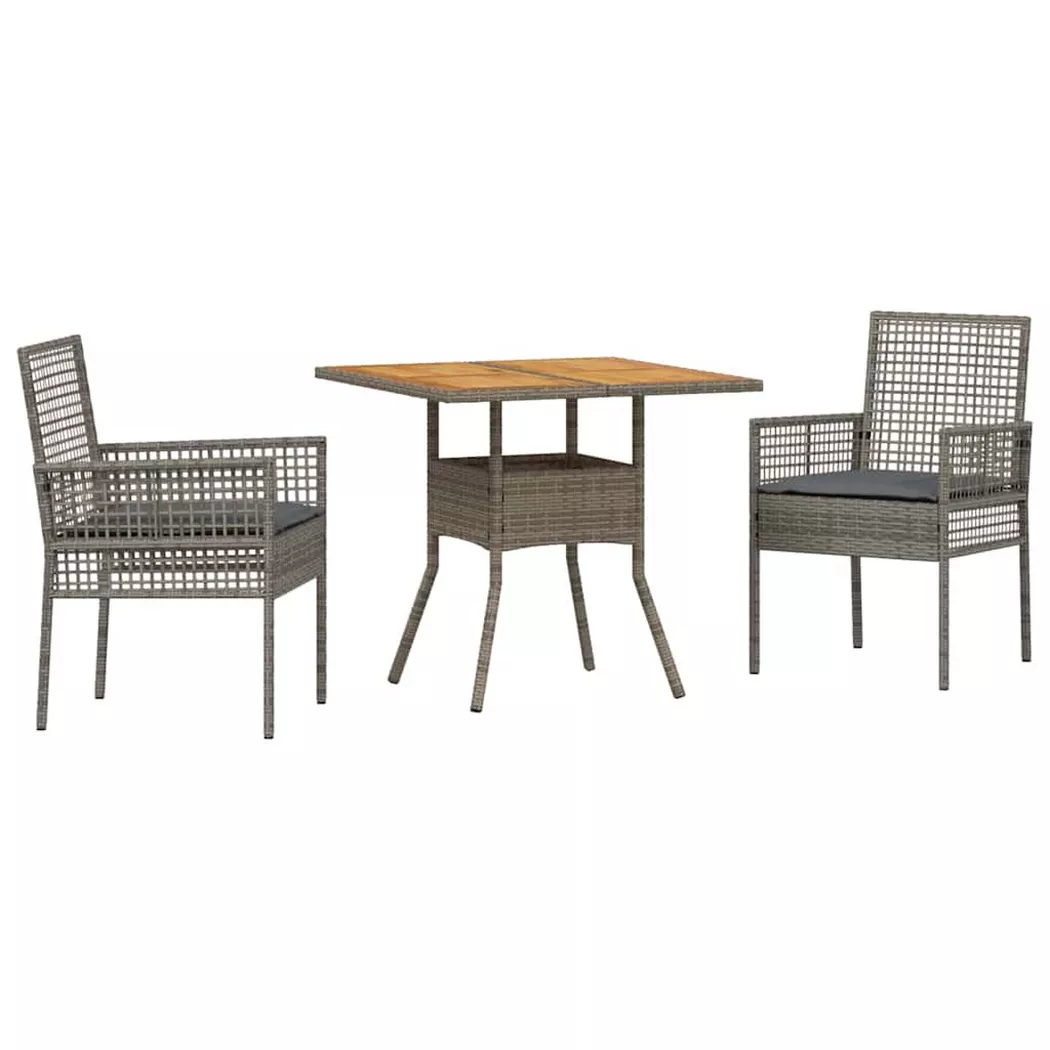 Set Da Pranzo Per Giardino 3 Pcs Grigio Poly Rattan - Vidaxl