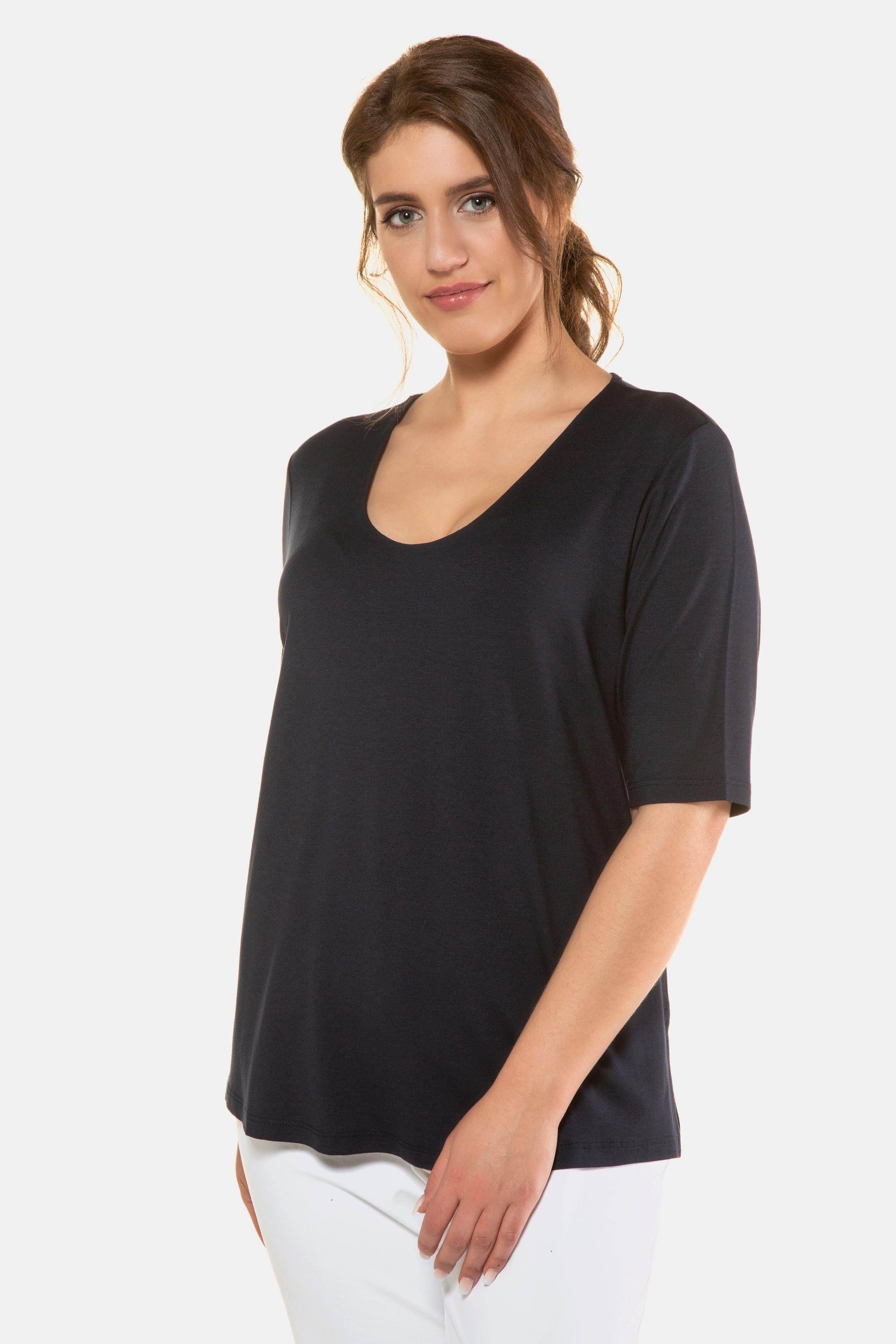 Ulla Popken  T-shirt en crêpe de viscose stretch confortable, selection 