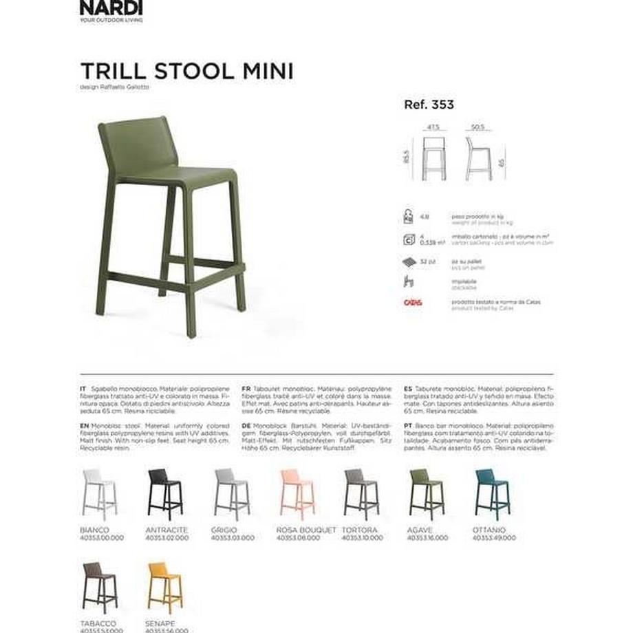 NARDI outdoor Garten Barhocker Trill weiss 65  
