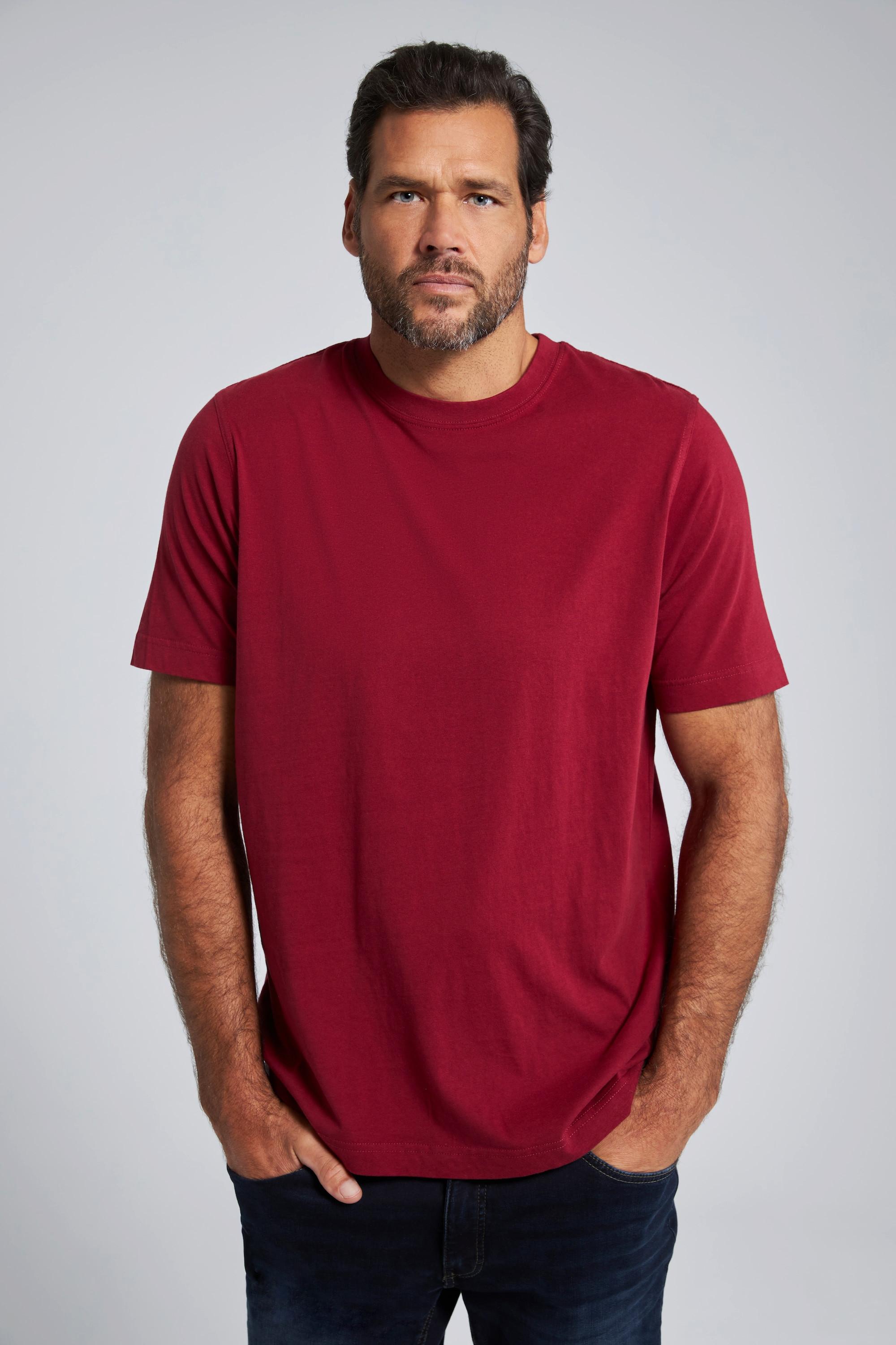 JP1880  T-shirt Basic en coton peigné, col rond rouge foncé 