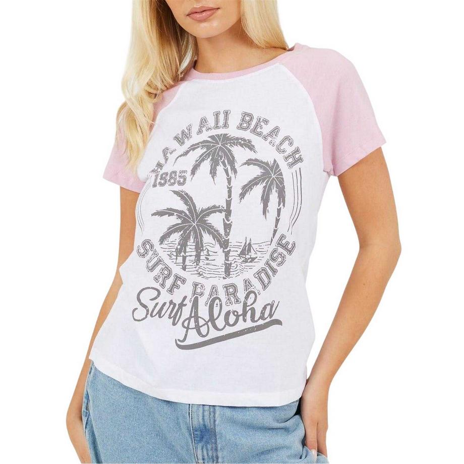T-ShirtManches Contrastées Motiftyle Lettrage