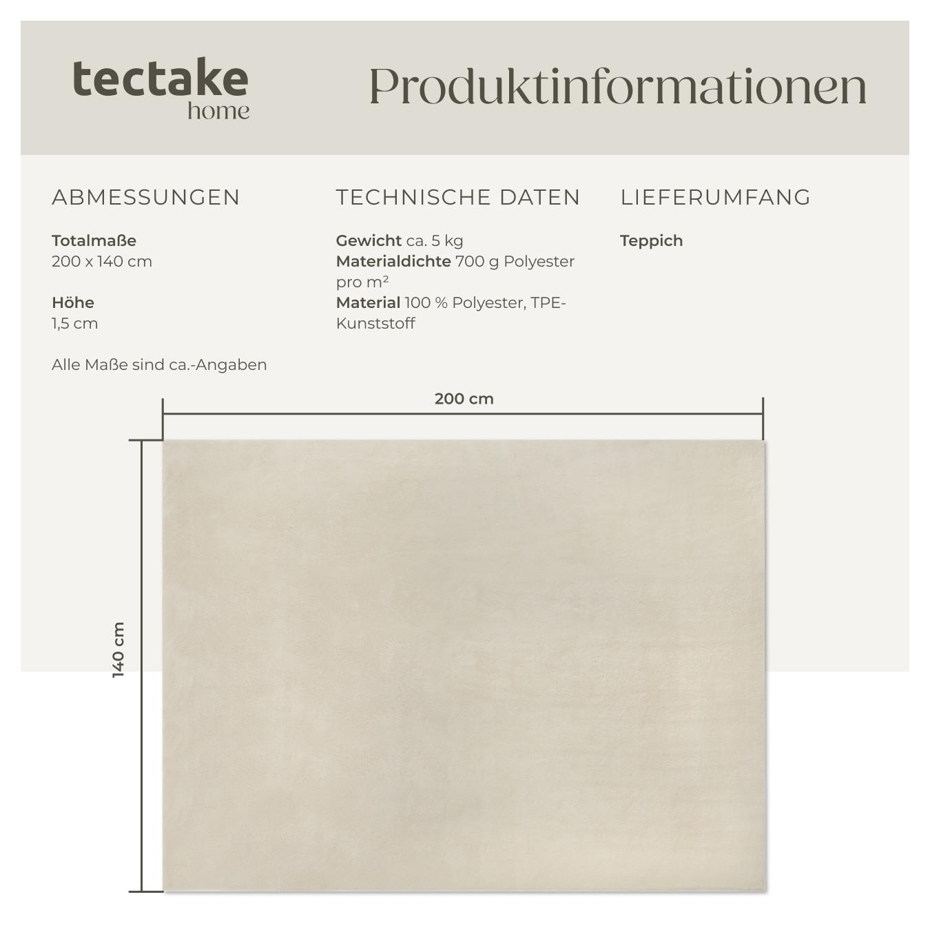 Tectake Kurzflorteppich Soft Zone verschiedene Größen und Farben flauschige Oberfläche  