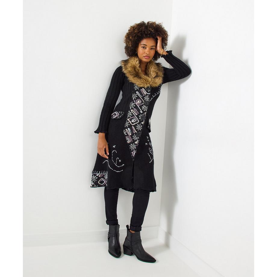 Joe Browns Cardigan in maglia con collo in pelliccia sintetica  