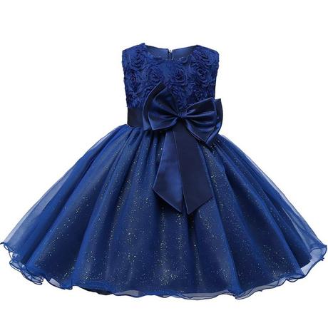 B2X  Abendkleid mit Schleife und Blumen - Blau (140) 