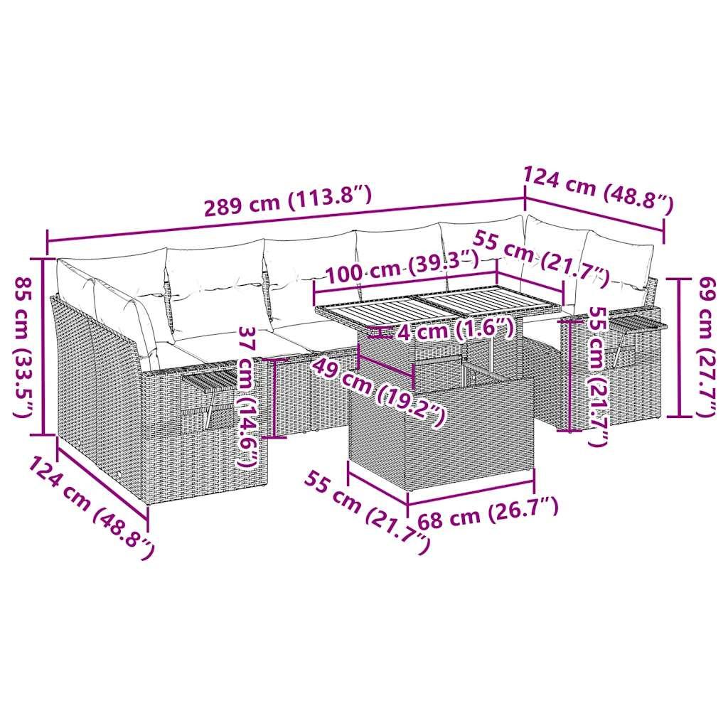 VidaXL Ensemble de canapés de jardin rotin synthétique  