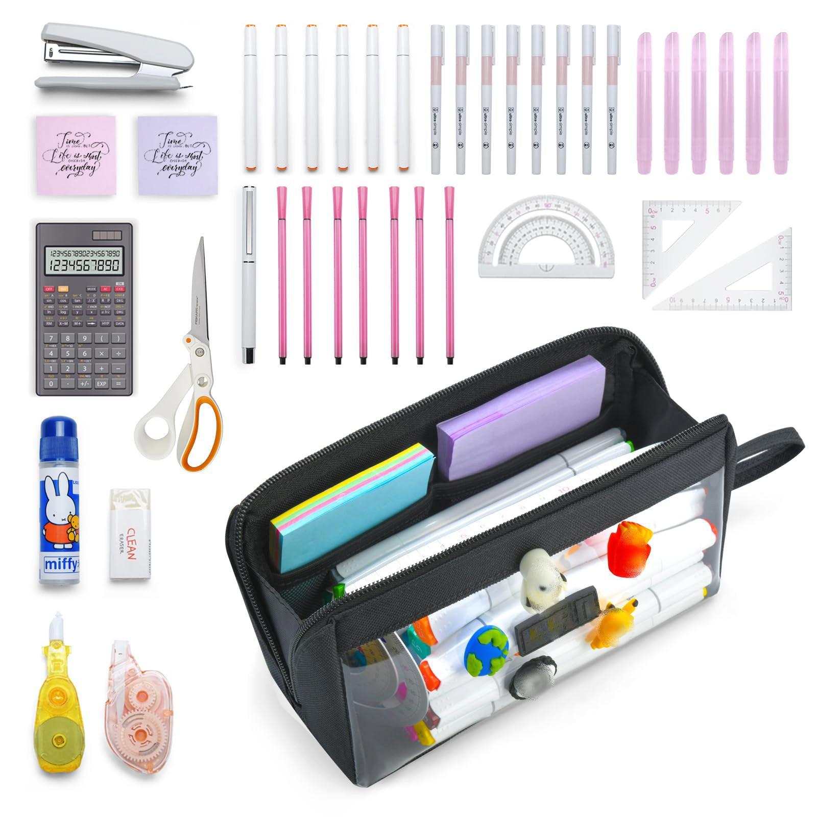 Only-bags.store Federmäppchen transparentes Mäppchen Federmäppchen Schule großes Fassungsvermögen für Jugendliche  