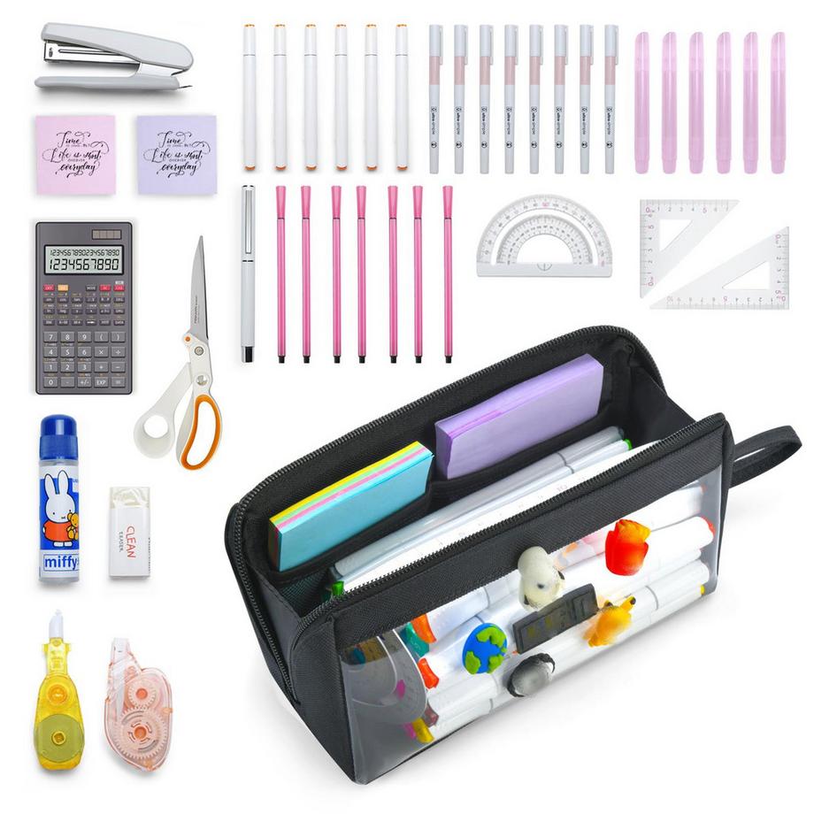 Only-bags.store trousse à crayons transparente trousse à crayons école grande capacité pour adolescents  