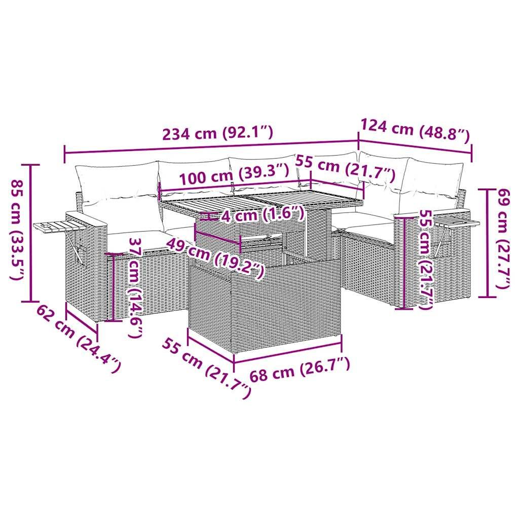 VidaXL Ensemble de canapés de jardin rotin synthétique  