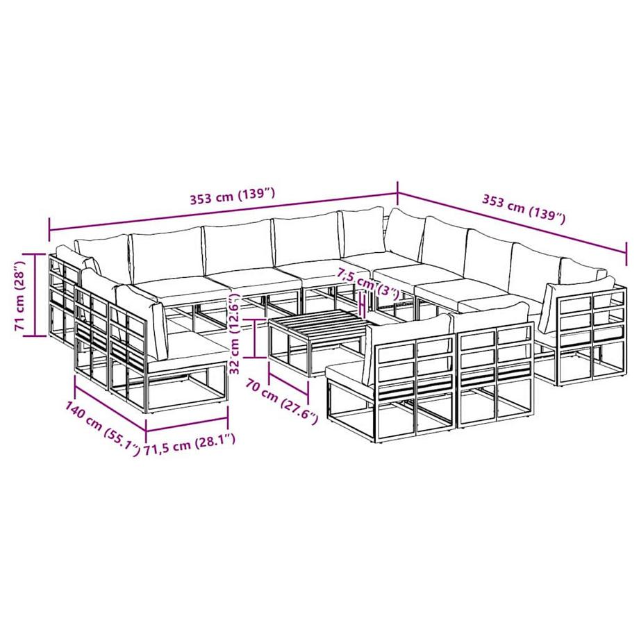 VidaXL Gartensofa-set aluminium  