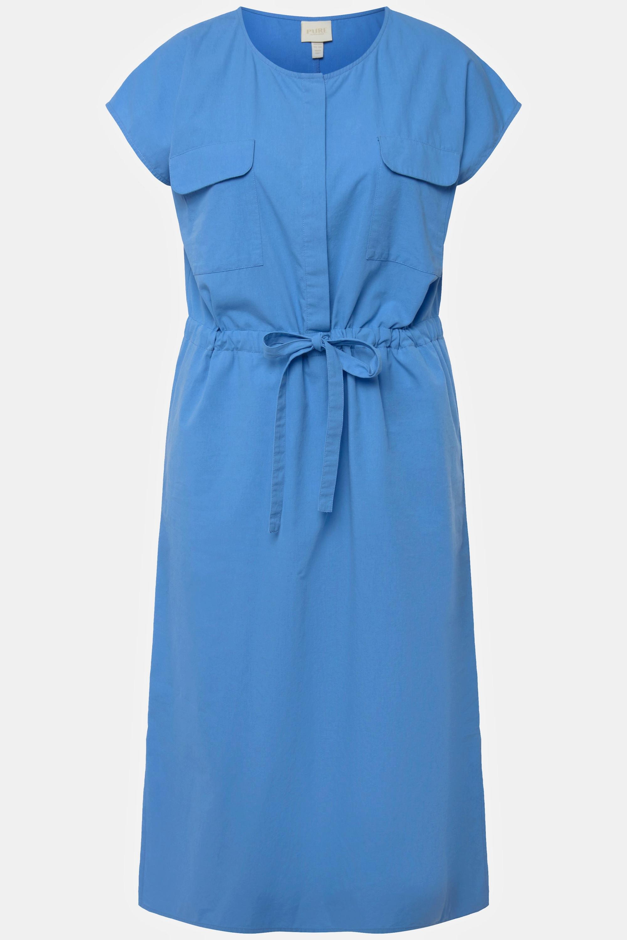 Ulla Popken  Robe midi, sans manches. Style Utility, avec décolleté en V. Coton bio. 