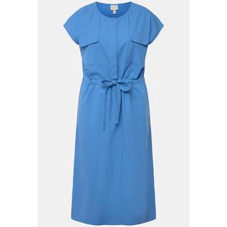 Ulla Popken  Robe midi, sans manches. Style Utility, avec décolleté en V. Coton bio. 