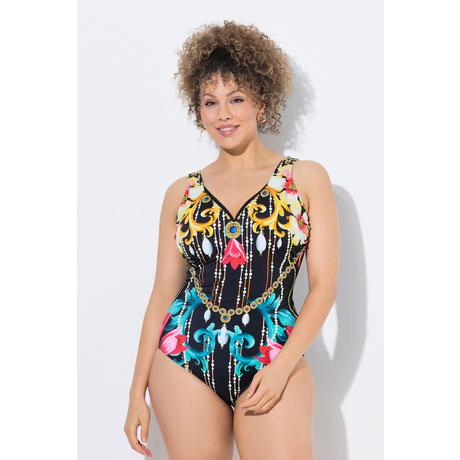 Ulla Popken Maillot de bain Imprimé Baroque Décolleté V Profond Bonnets Souples  