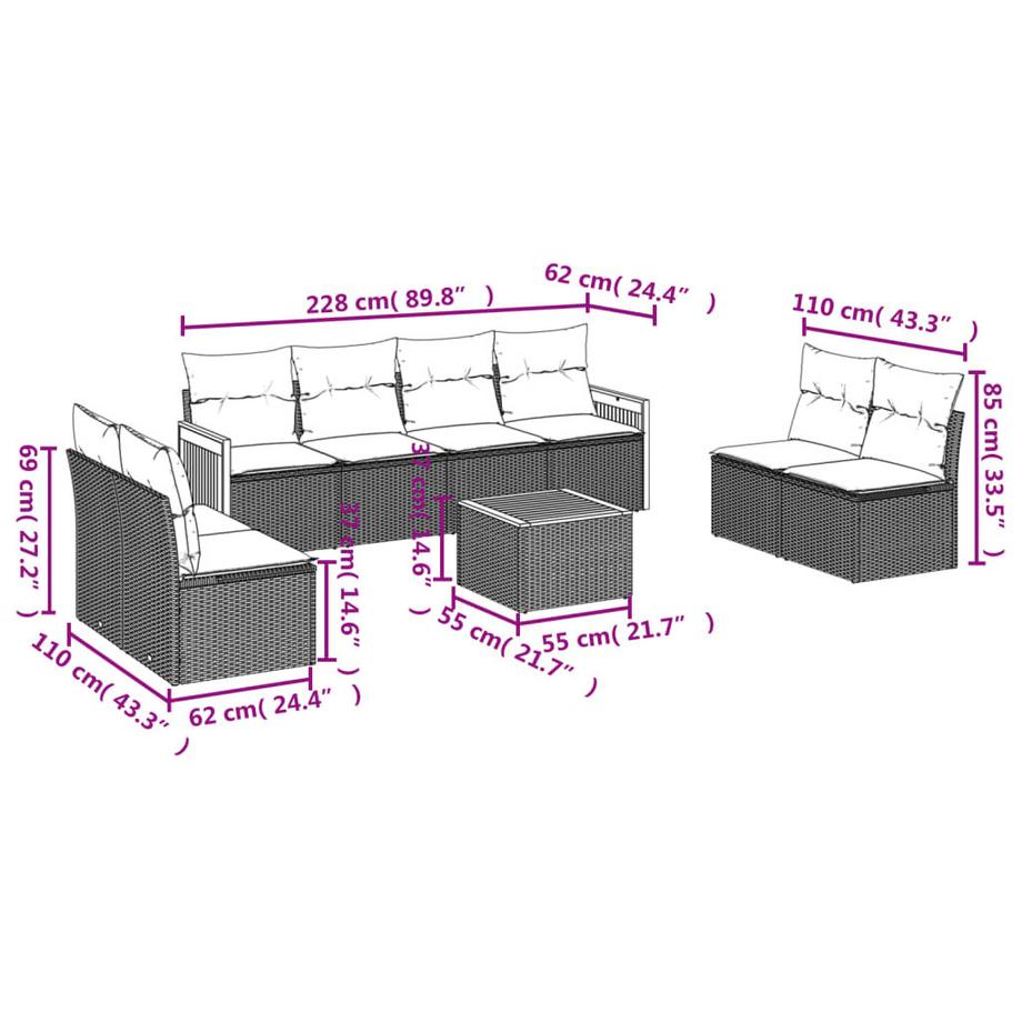 VidaXL Garten sofagarnitur poly-rattan  