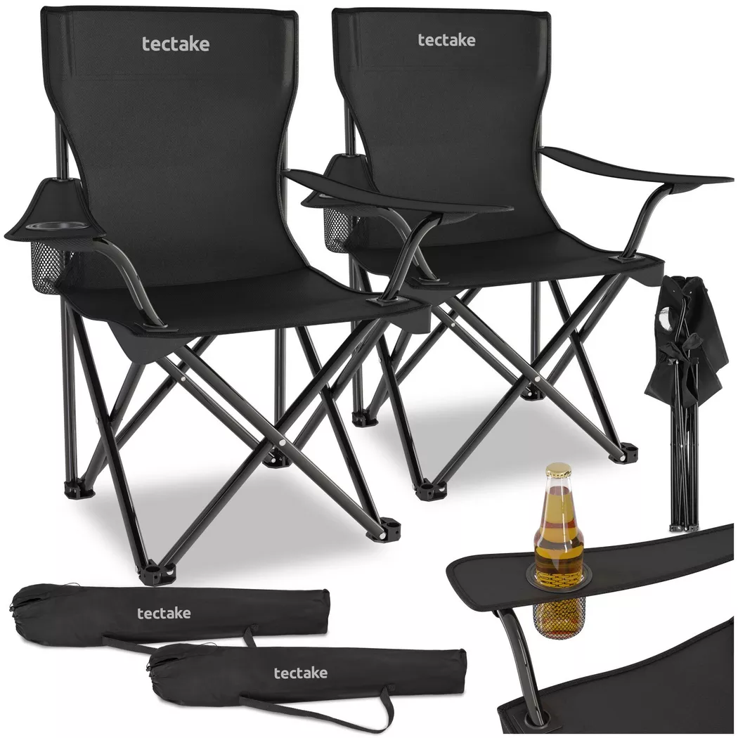 Tectake - 2 Campingstühle Gil, One Size, Charcoal Black