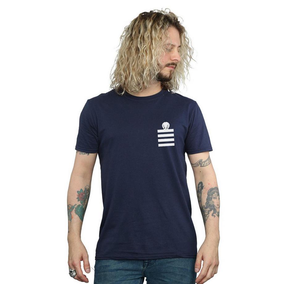 LOONEY TUNES Tweety Pie Gestreiftes T-Shirt mit falscher Tasche  