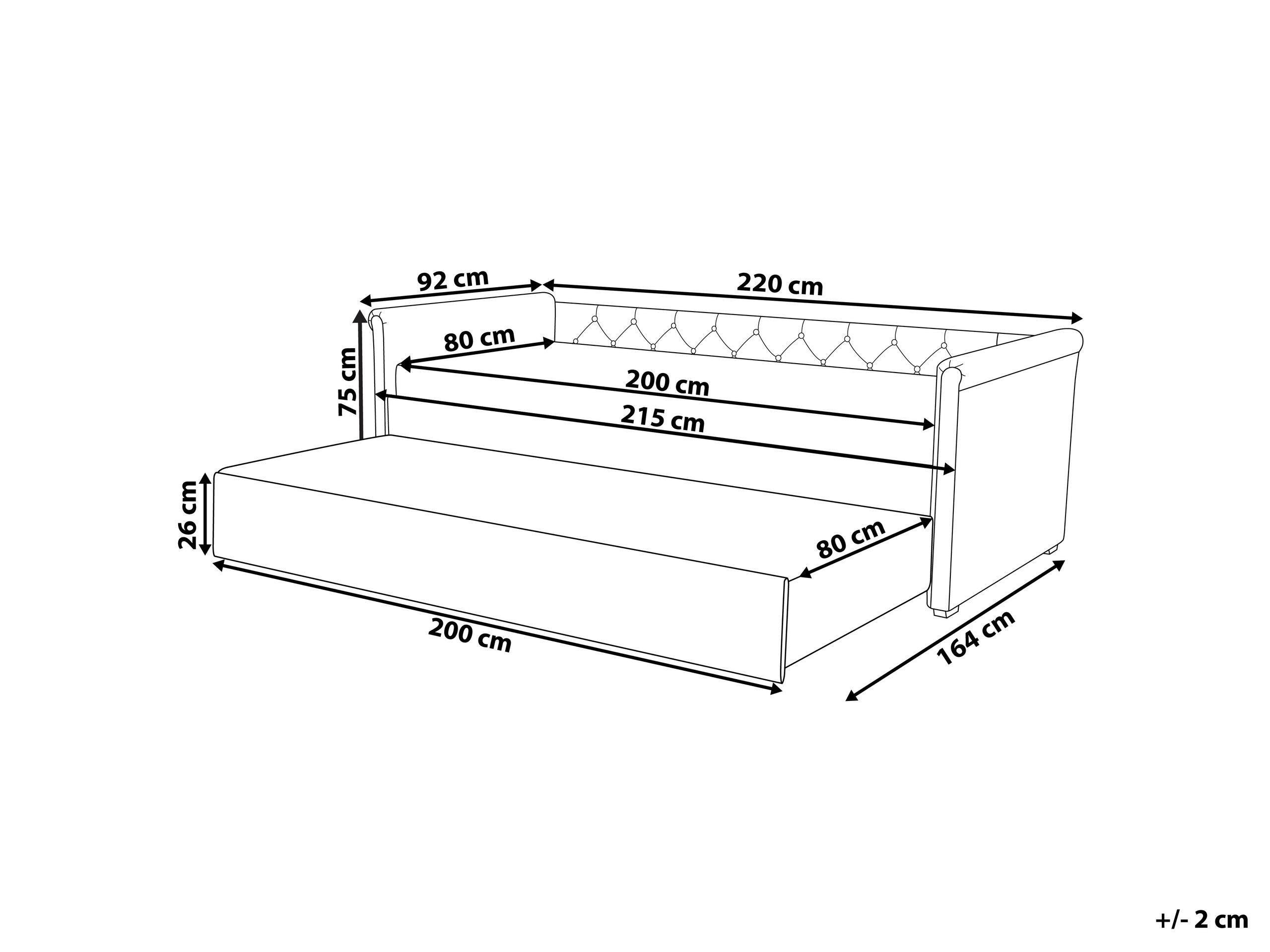 Beliani Lit gigogne en Tissu Glamour LIBOURNE  