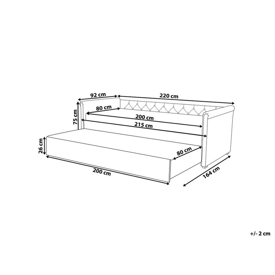Beliani Lit gigogne en Tissu  LIBOURNE  
