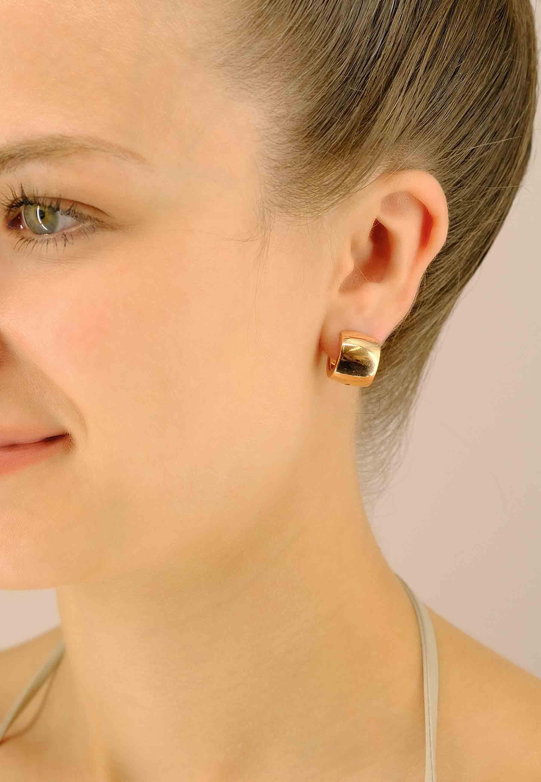 MUAU Schmuck  Creolen Rotgold 750 Scharnier bombiert 16x11mm 