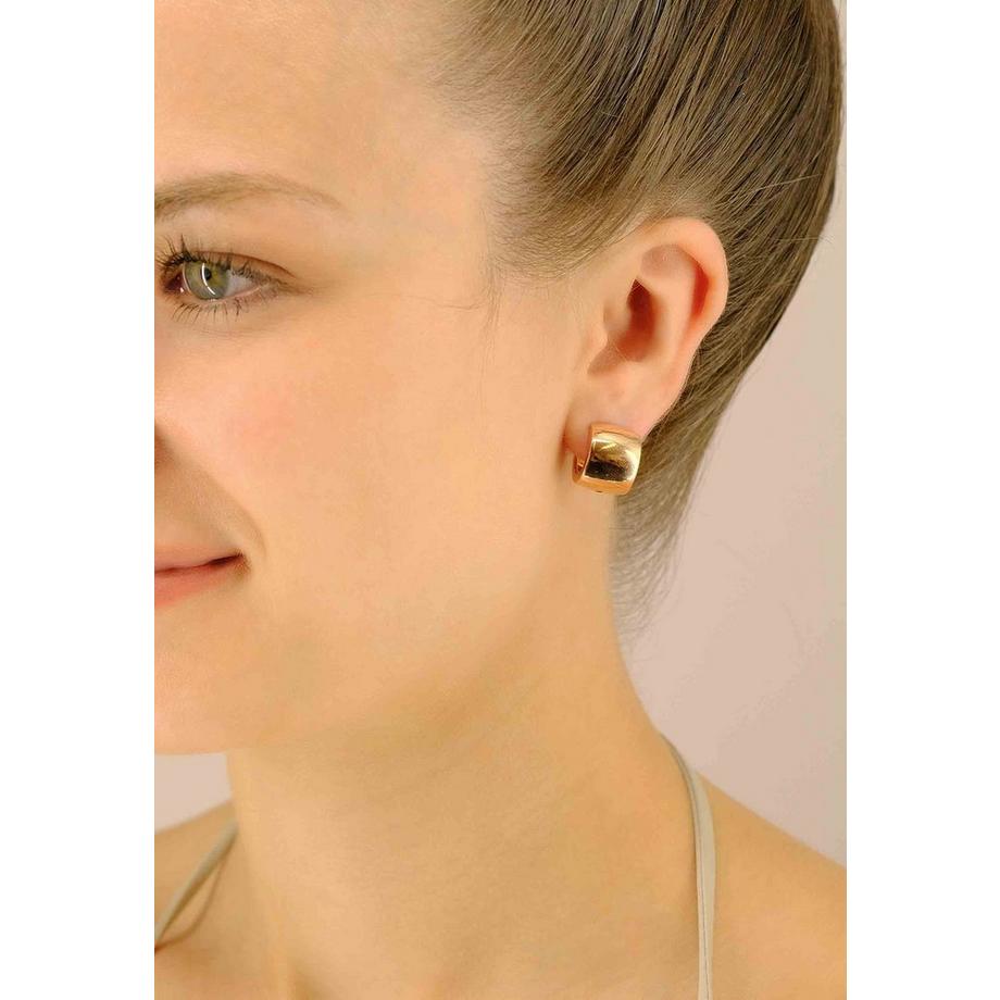 MUAU Schmuck  Charnière créole en or rose 750 cambrée 16x11mm 