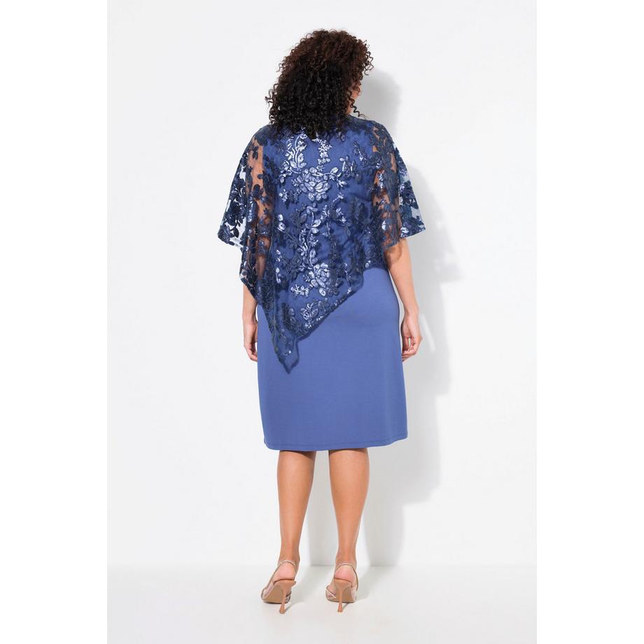 Ulla Popken Robe Jeté Paillettes Col V Manches 3/4  