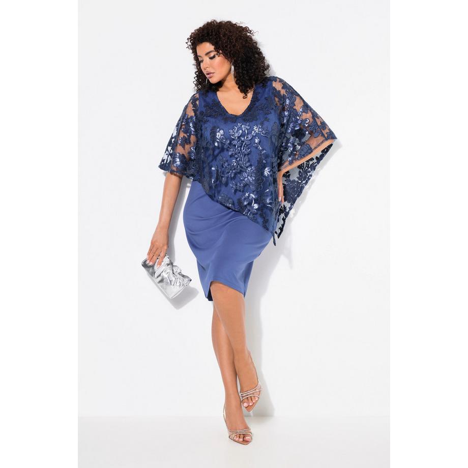 Ulla Popken Robe Jeté Paillettes Col V Manches 3/4  