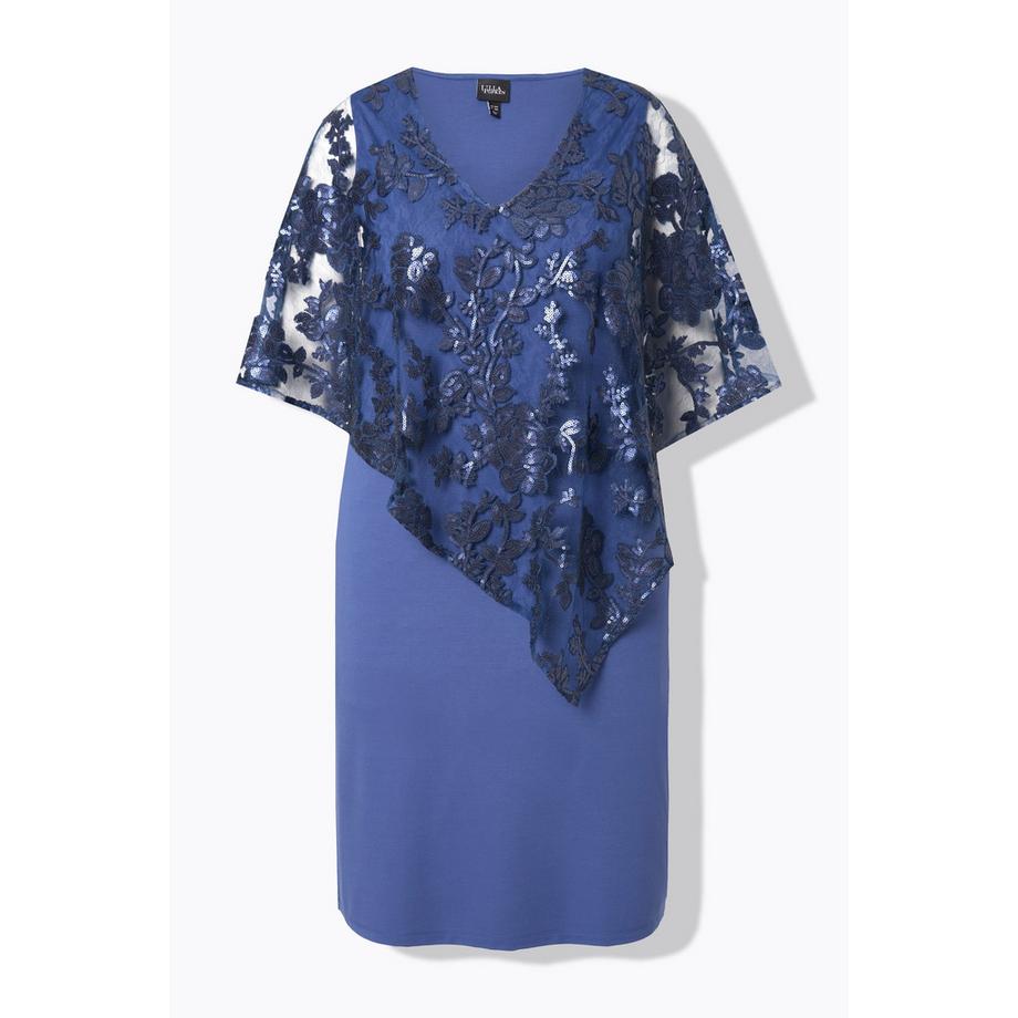 Ulla Popken Robe Jeté Paillettes Col V Manches 3/4  