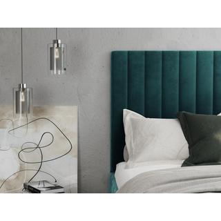 PASCAL MORABITO Bett mit Bettkasten + Matratze - 160 x 200 cm - Bett-Kopfteil mit vertikalen Ziernähten - Samt - Blau - LARALI von Pascal Morabito  