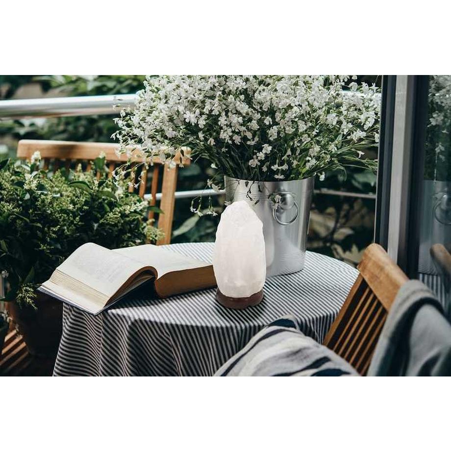 Lampe à poser Stone cristal de sel blanc 1xE14