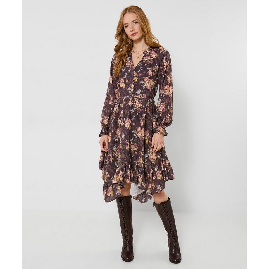 Joe Browns  Robe Mi-Longue à Ourlet Plongeant Fleurs Anciennes 
