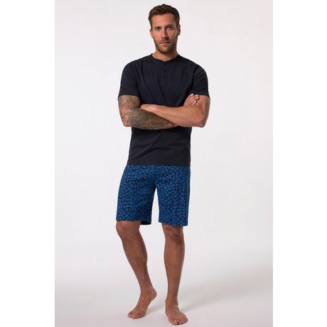 JP1880  Schlafanzug, Homewear, Zweiteiler, Henley, Shorts 