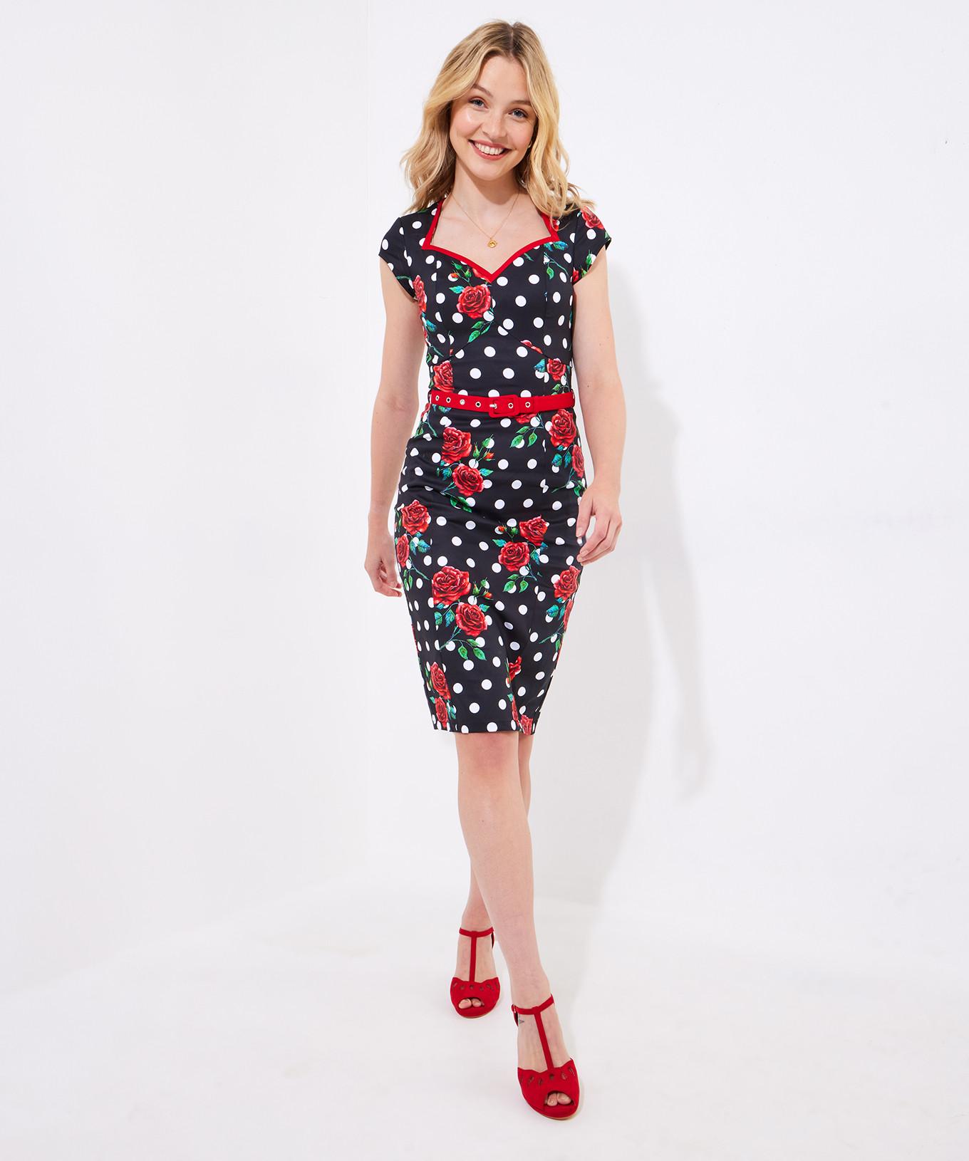 Joe Browns  Polka-Rosen-Bodycon-Kleid 