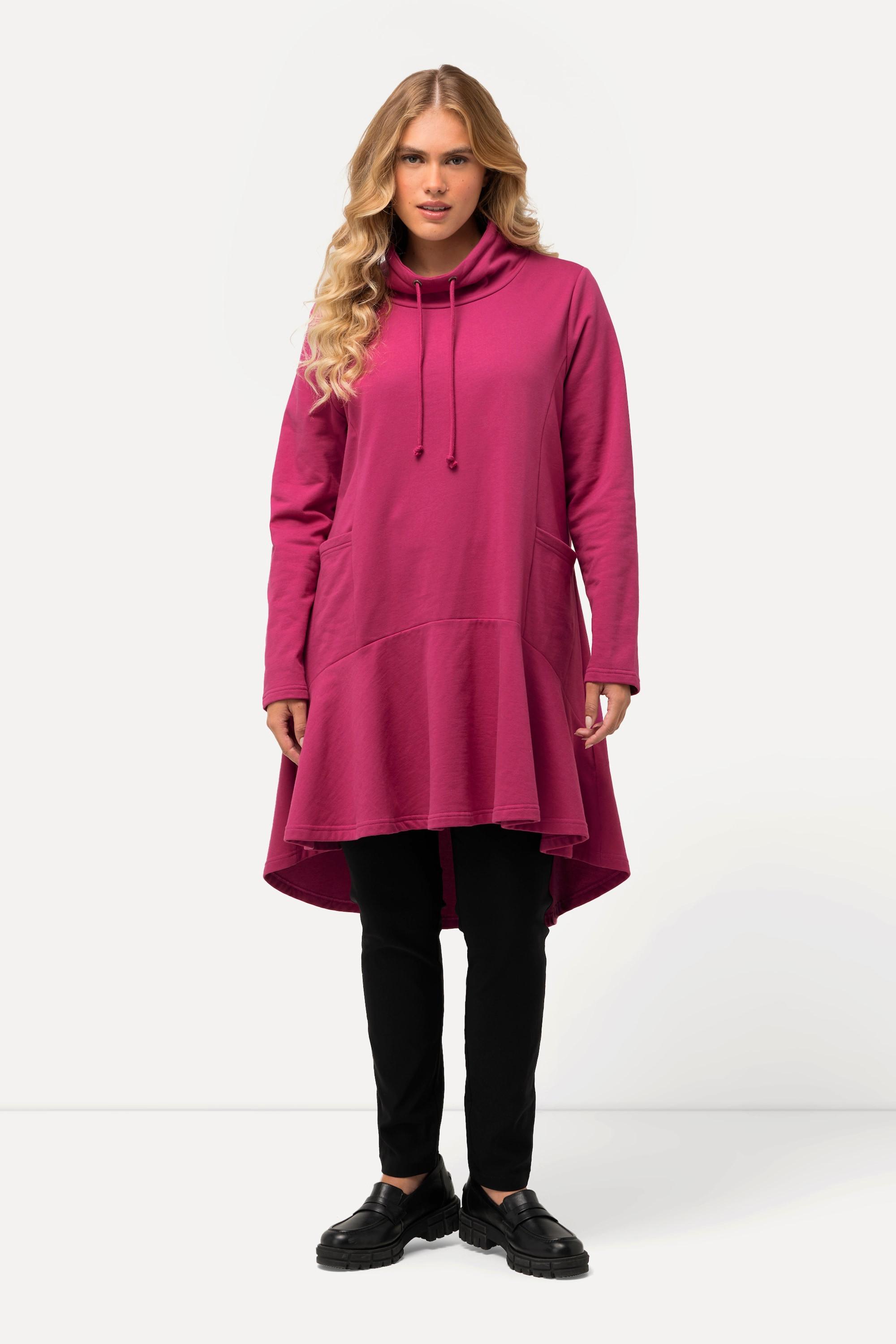 Ulla Popken  Longsweater, hinten länger, A-Linie, Stehkragen, Langarm 