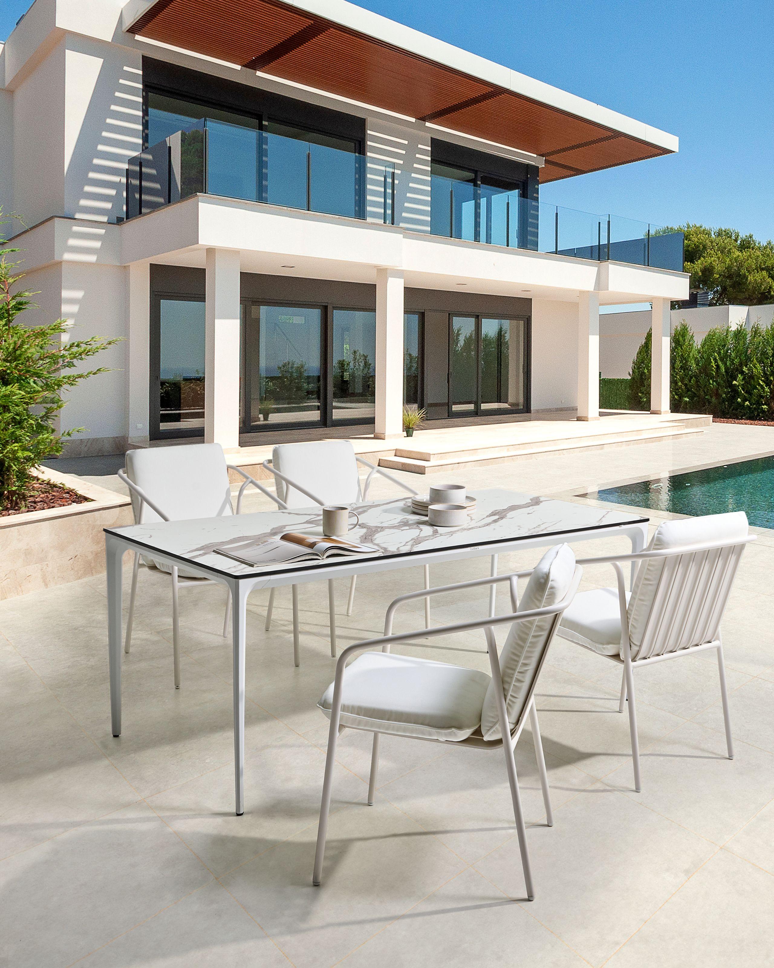 Beliani Set di 4 sedie da giardino con cuscini en Alluminio Minimalista ASCIANO  