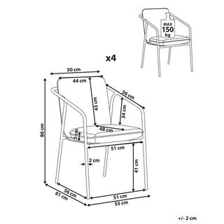 Beliani Set di 4 sedie da giardino con cuscini en Alluminio Minimalista ASCIANO  