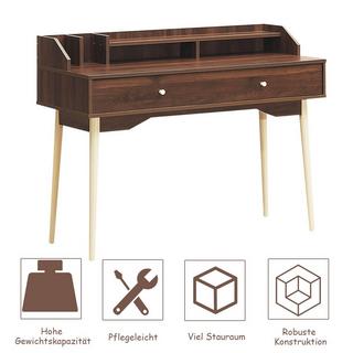 B2X Schreibtisch Computertisch mit Schublade Bürotisch aus Massivholz PC-Arbeitsplatz Konsolentisch Braun  