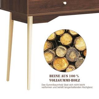 B2X Schreibtisch Computertisch mit Schublade Bürotisch aus Massivholz PC-Arbeitsplatz Konsolentisch Braun  