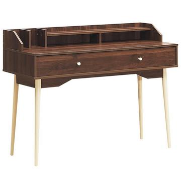 Scrivania per computer con cassetti, tavolo da ufficio in legno massello, consolle per postazione PC, marrone