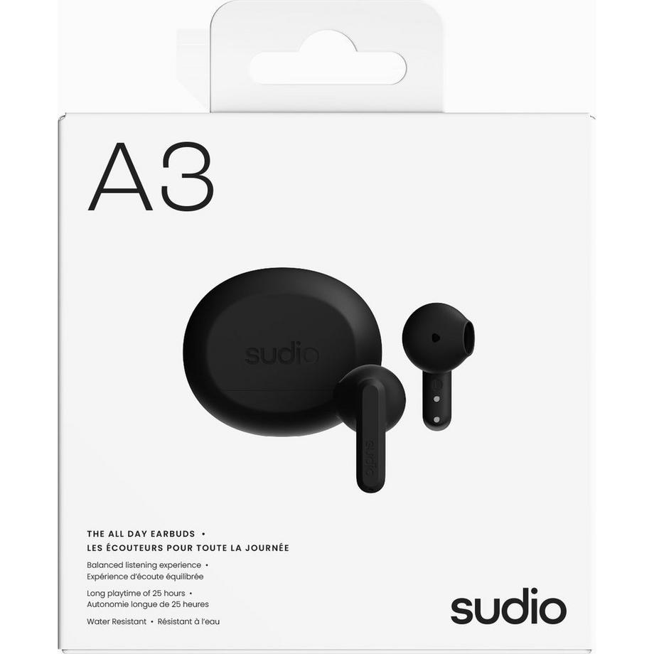 SUDIO  SUDIO Casque A3 Noir Intra-auriculaire True Wireless 