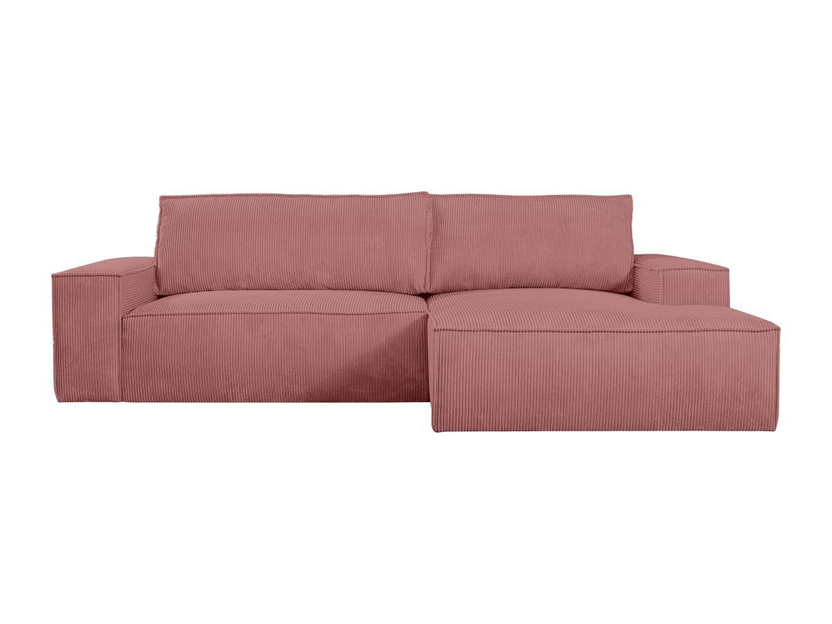 Vente-unique Ecksofa mit Schlaffunktion - Ecke rechts - Cord - Rosa - AMELIA  