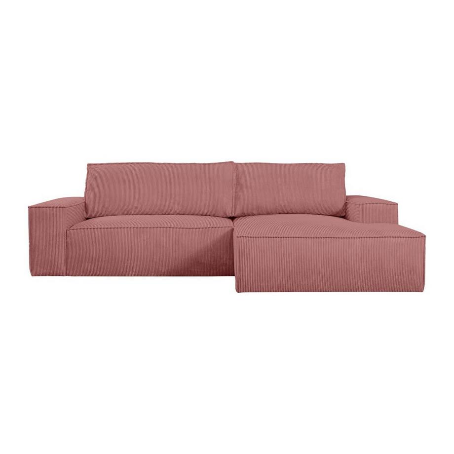 Vente-unique Ecksofa mit Schlaffunktion - Ecke rechts - Cord - Rosa - AMELIA  