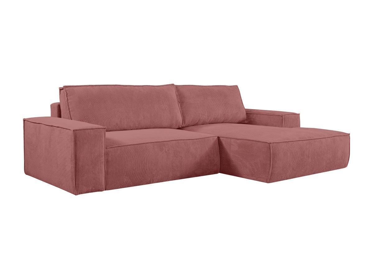 Vente-unique Ecksofa mit Schlaffunktion - Ecke rechts - Cord - Rosa - AMELIA  