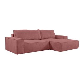 Vente-unique Ecksofa mit Schlaffunktion - Ecke rechts - Cord - Rosa - AMELIA  