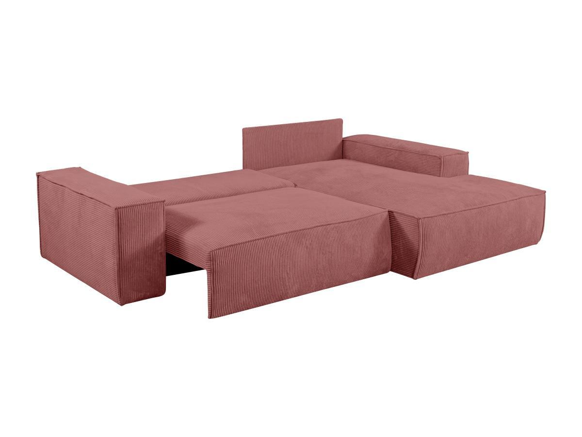 Vente-unique Ecksofa mit Schlaffunktion - Ecke rechts - Cord - Rosa - AMELIA  