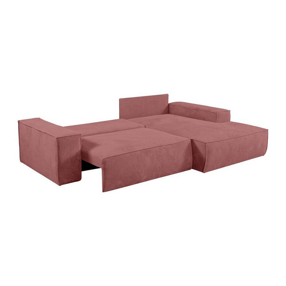 Vente-unique Ecksofa mit Schlaffunktion - Ecke rechts - Cord - Rosa - AMELIA  