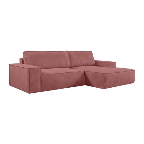 Vente-unique Ecksofa mit Schlaffunktion - Ecke rechts - Cord - Rosa - AMELIA  