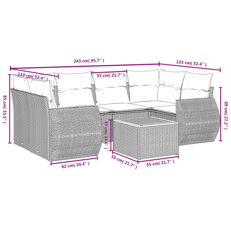 VidaXL Ensemble de canapés de jardin rotin synthétique  