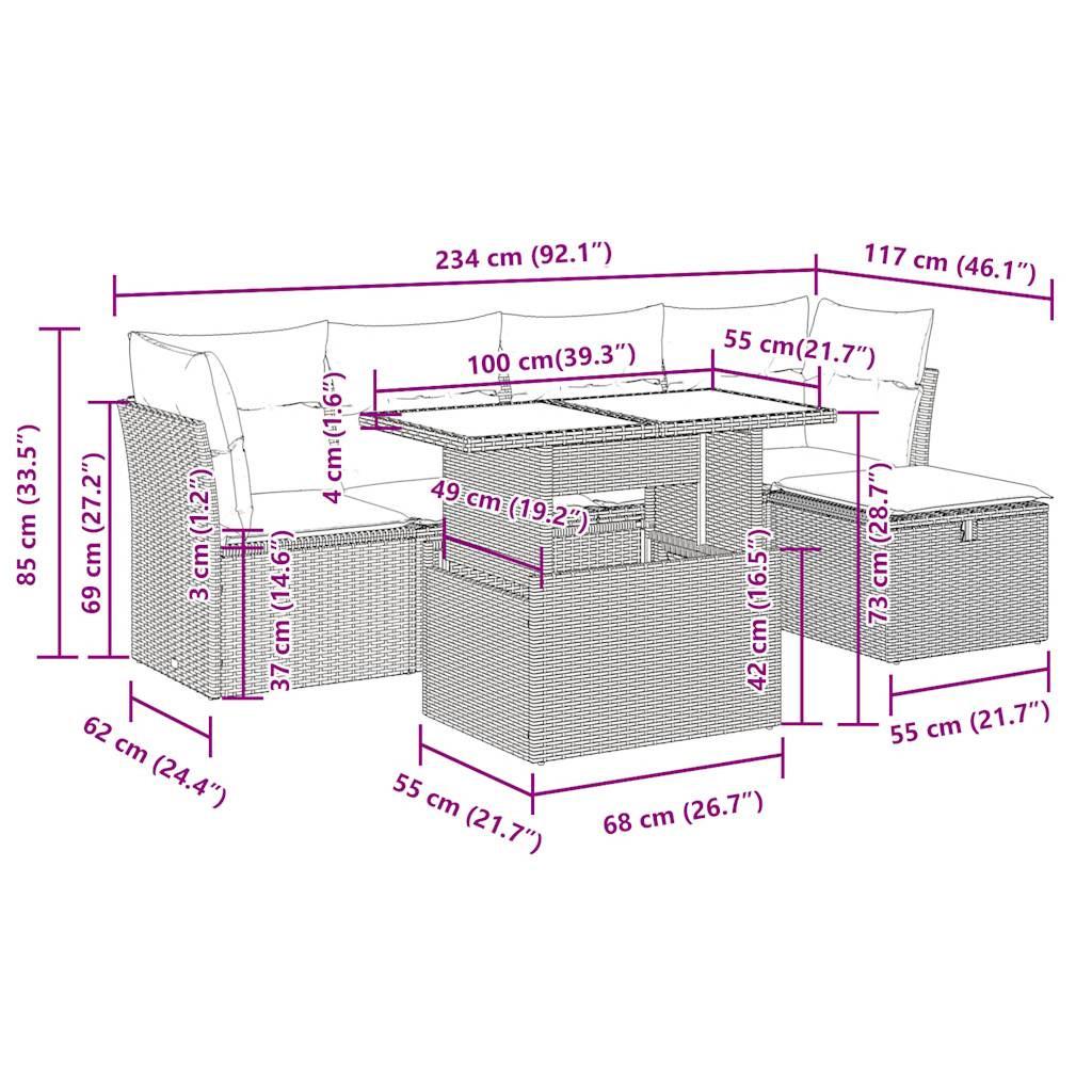 VidaXL Ensemble de canapés de jardin rotin synthétique  