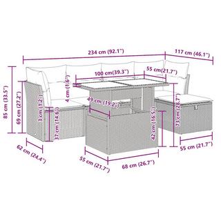 VidaXL Ensemble de canapés de jardin rotin synthétique  